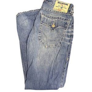 True Religion Men's Light Blue Relaxed Straight Jeans